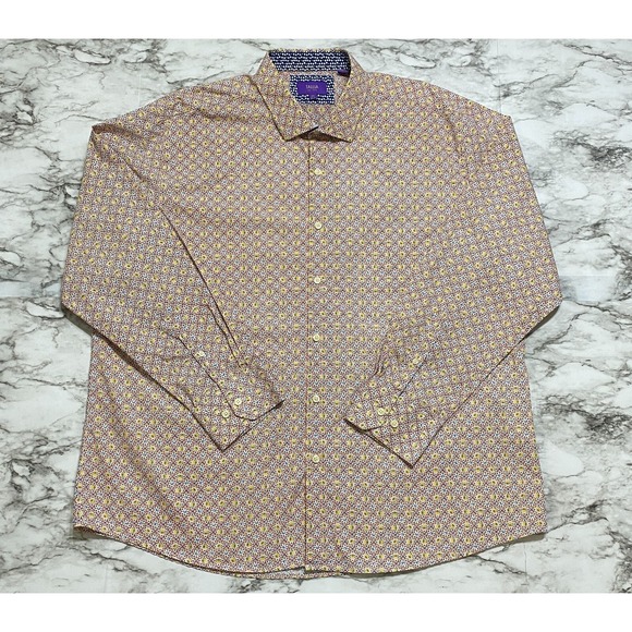 Tallia Men's Dress Shirt Size 2XL 18 1/2 Multicolor Floral Long Sleeve Button Up - Picture 1 of 9